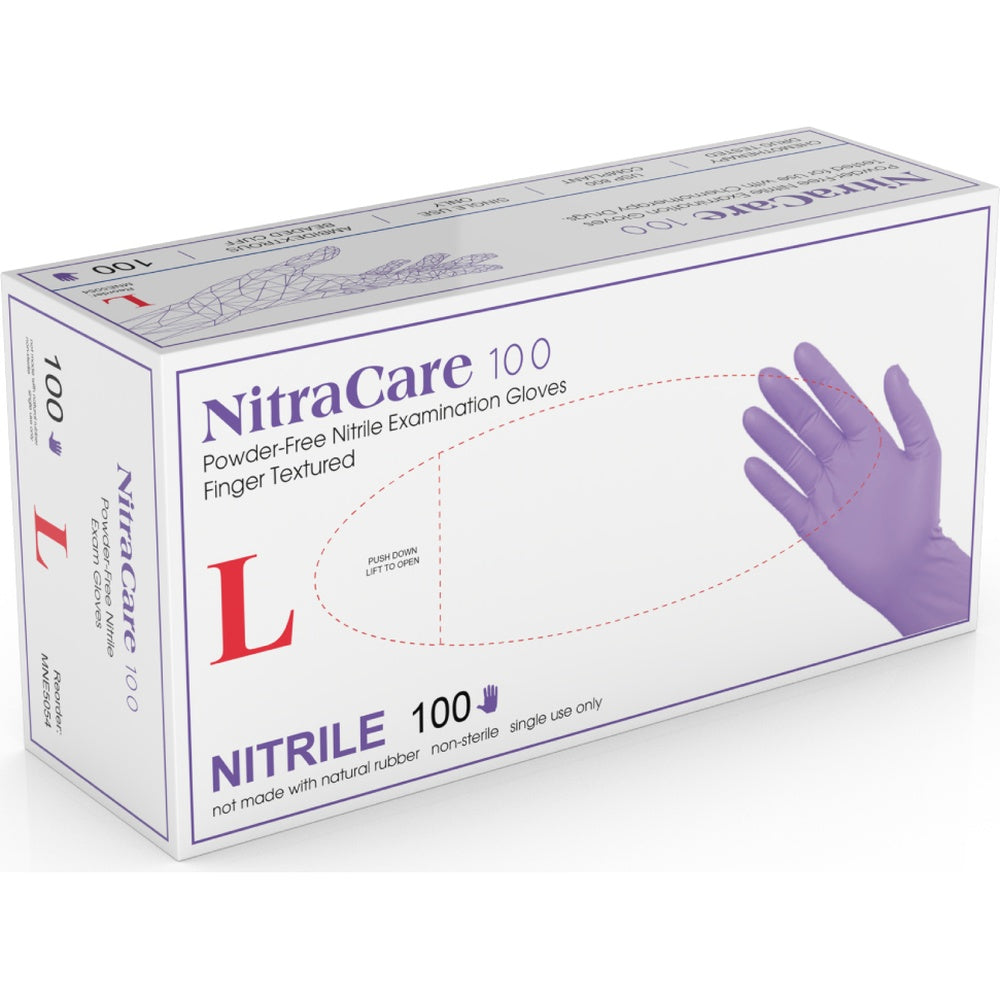 Medgluv NitraCare 100 Violet Blue Nitrile Exam Gloves - 3.5 mil Powder-Free