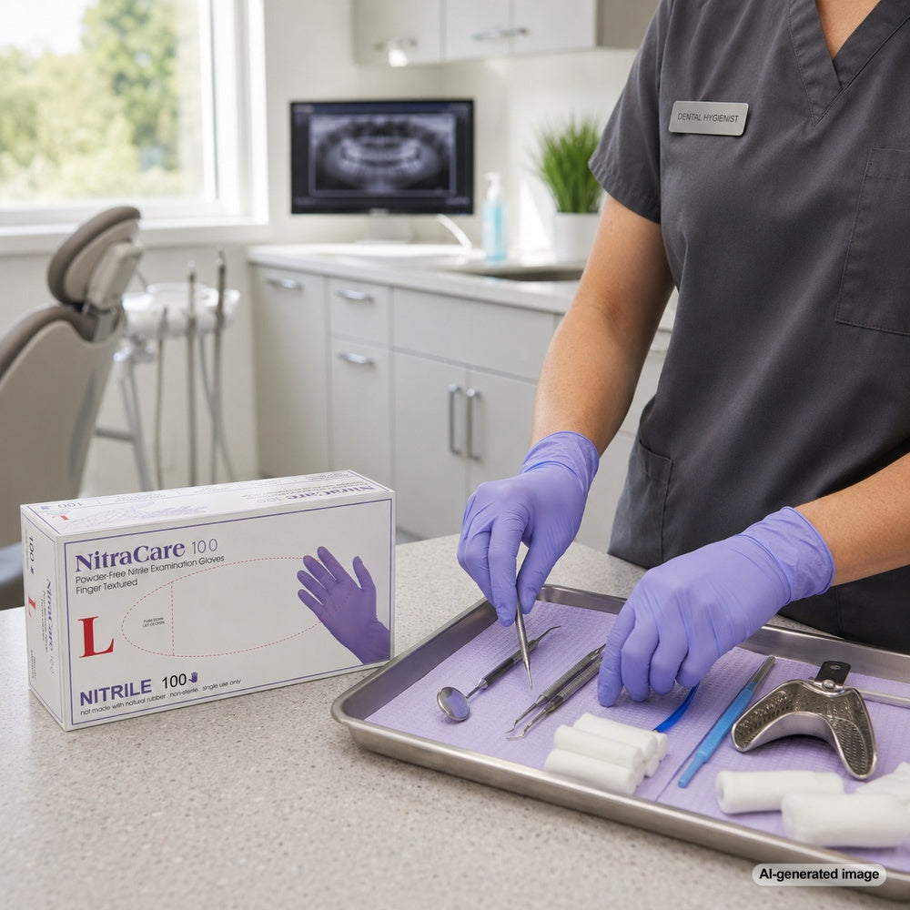 Medgluv NitraCare 100 Violet Blue Nitrile Exam Gloves - 3.5 mil Powder-Free