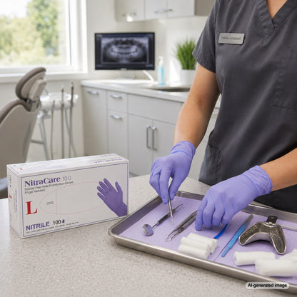 Medgluv NitraCare 100 Violet Blue Nitrile Exam Gloves - 3.5 mil Powder-Free