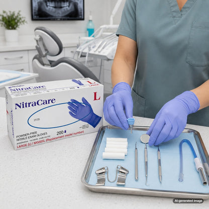 Medgluv NitraCare 200 Violet Blue Nitrile Exam Gloves - 3.7 mil Powder-Free
