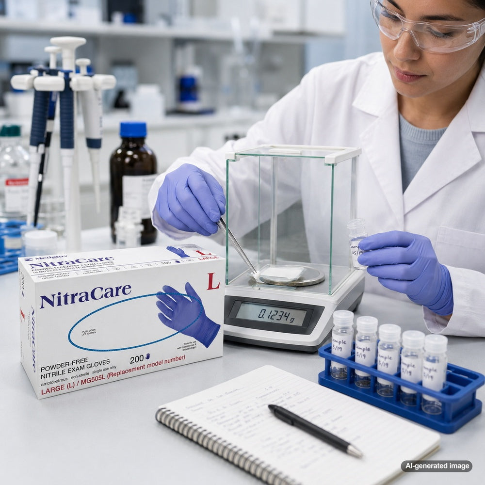 Medgluv NitraCare 200 Violet Blue Nitrile Exam Gloves - 3.7 mil Powder-Free