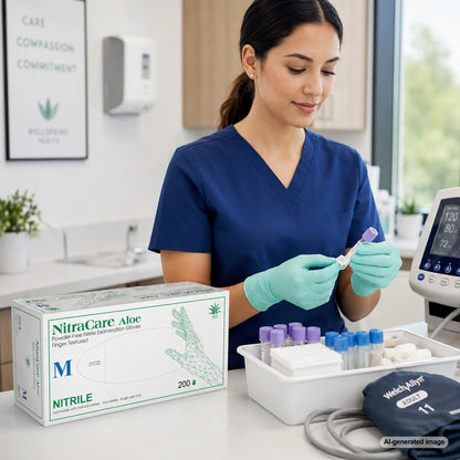 Medgluv NitraCare Aloe Green Nitrile Exam Gloves - Aloe Powder-Free