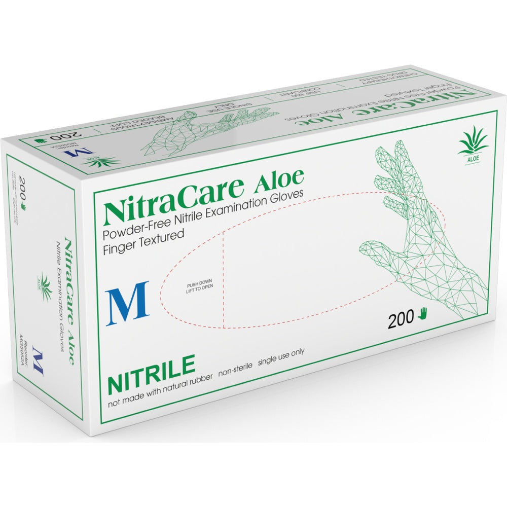 Medgluv NitraCare Aloe Green Nitrile Exam Gloves - Aloe Powder-Free