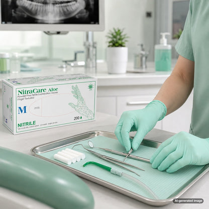 Medgluv NitraCare Aloe Green Nitrile Exam Gloves - Aloe Powder-Free