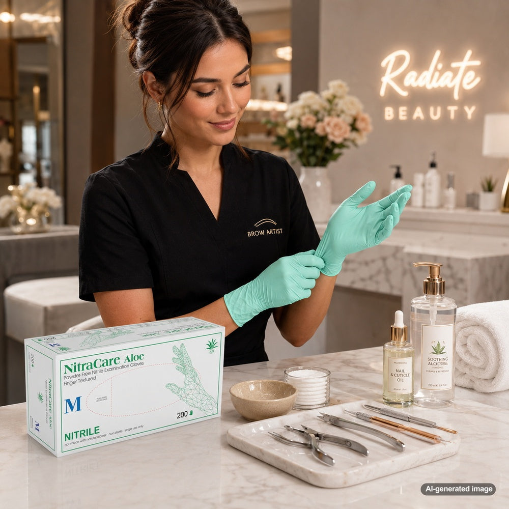 Medgluv NitraCare Aloe Green Nitrile Exam Gloves - Aloe Powder-Free