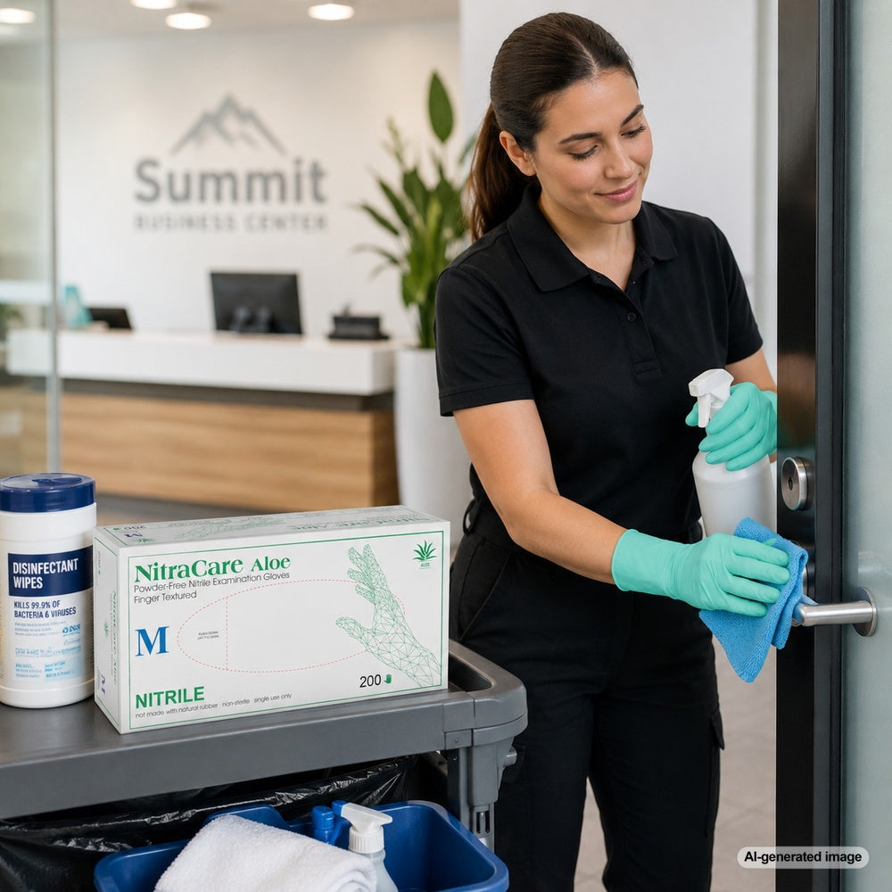 Medgluv NitraCare Aloe Green Nitrile Exam Gloves - Aloe Powder-Free
