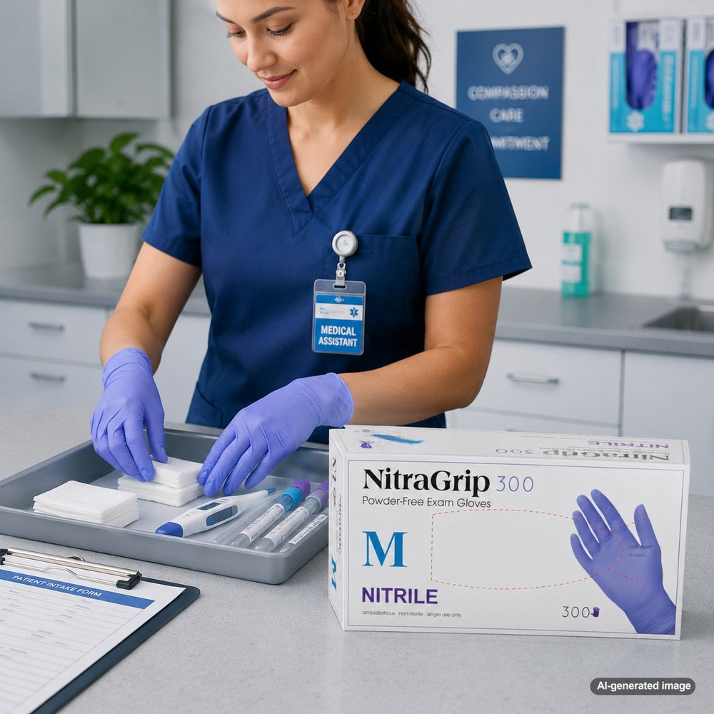 Medgluv NitraGrip 300 Teal Blue Nitrile Exam Gloves - 3.1 mil Powder-Free