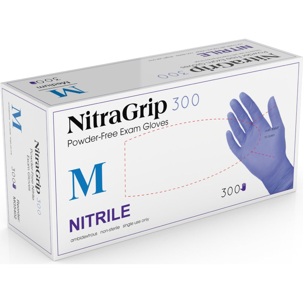 Medgluv NitraGrip 300 Teal Blue Nitrile Exam Gloves - 3.1 mil Powder-Free