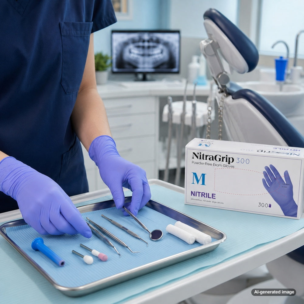 Medgluv NitraGrip 300 Teal Blue Nitrile Exam Gloves - 3.1 mil Powder-Free