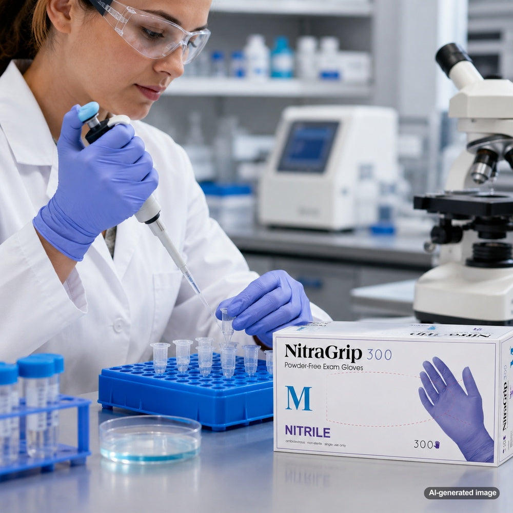 Medgluv NitraGrip 300 Teal Blue Nitrile Exam Gloves - 3.1 mil Powder-Free