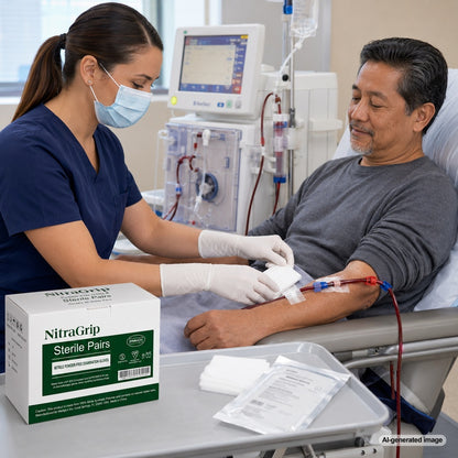 Medgluv NitraGrip White Nitrile Sterile Exam Gloves - 6.3 mil Powder Free - 12-Inch Extended Cuff