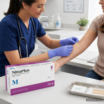Medgluv NitraPlus 200 Reflex Blue Nitrile Exam Gloves - 3.2 mil Powder-Free