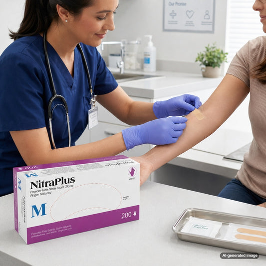 Medgluv NitraPlus 200 Reflex Blue Nitrile Exam Gloves - 3.2 mil Powder-Free