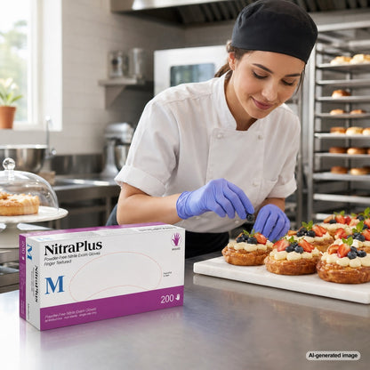 Medgluv NitraPlus 200 Reflex Blue Nitrile Exam Gloves - 3.2 mil Powder-Free