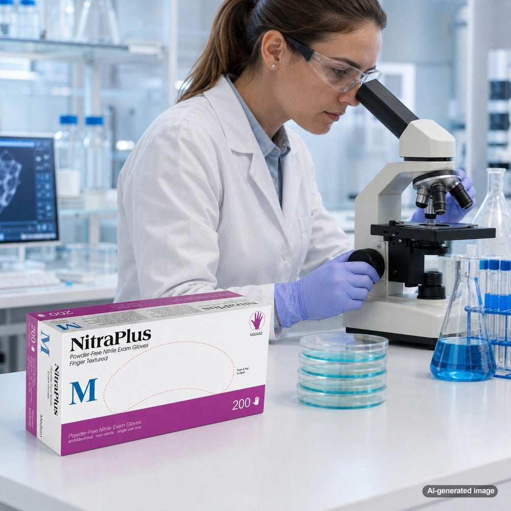 Medgluv NitraPlus 200 Reflex Blue Nitrile Exam Gloves - 3.2 mil Powder-Free