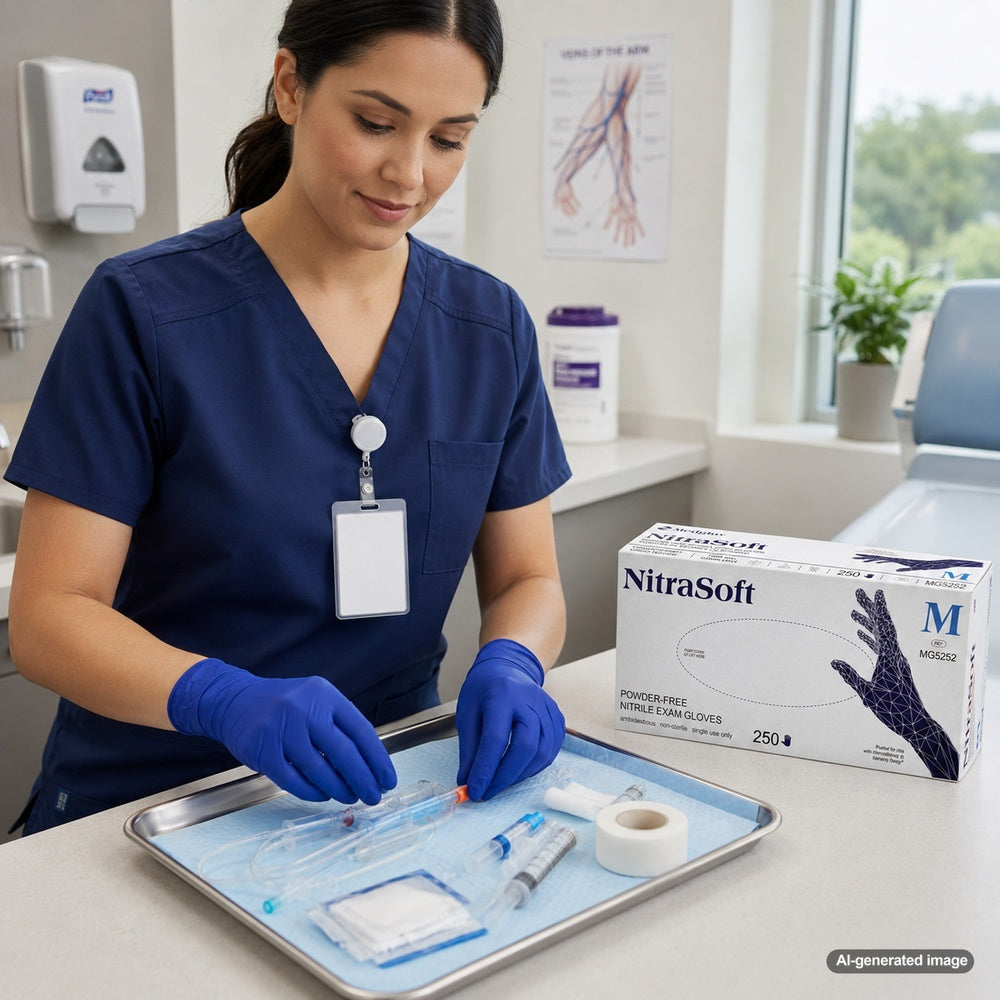 Medgluv NitraSoft 250 Cobalt Blue Nitrile Exam Gloves - 3.6 mil Powder-Free