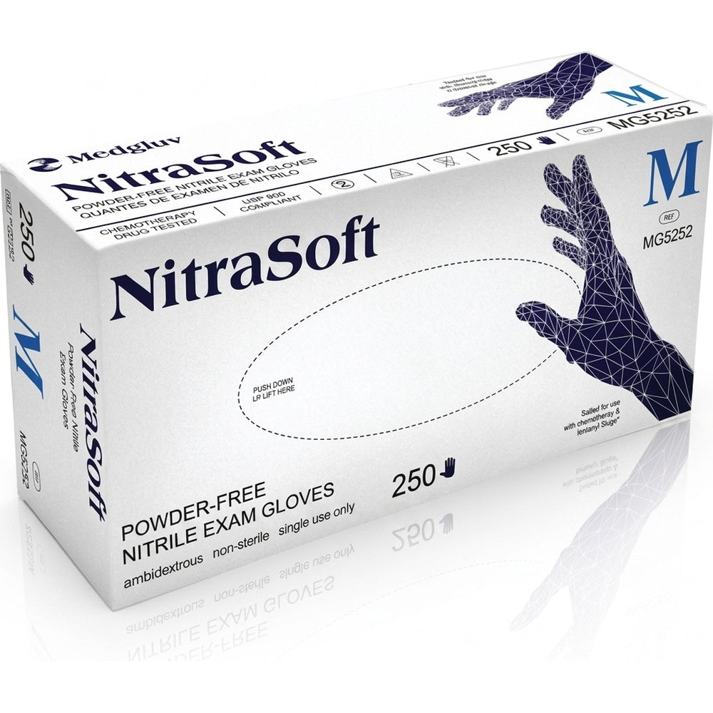 Medgluv NitraSoft 250 Cobalt Blue Nitrile Exam Gloves - 3.6 mil Powder-Free