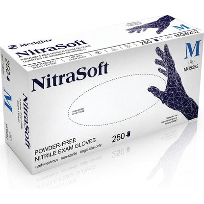 Medgluv NitraSoft 250 Cobalt Blue Nitrile Exam Gloves - 3.6 mil Powder-Free