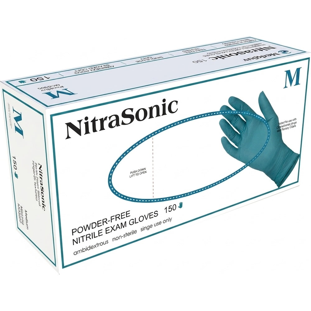 Medgluv NitraSonic 150 Sky Blue Nitrile Exam Gloves - 5.5 mil Powder-Free