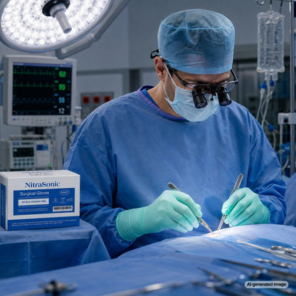 Medgluv NitraSonic White Nitrile Surgical Gloves - Sterile 7.0 mil Powder-Free