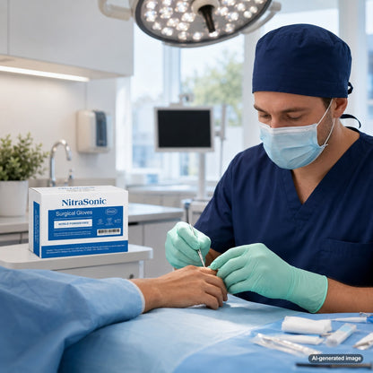 Medgluv NitraSonic White Nitrile Surgical Gloves - Sterile 7.0 mil Powder-Free