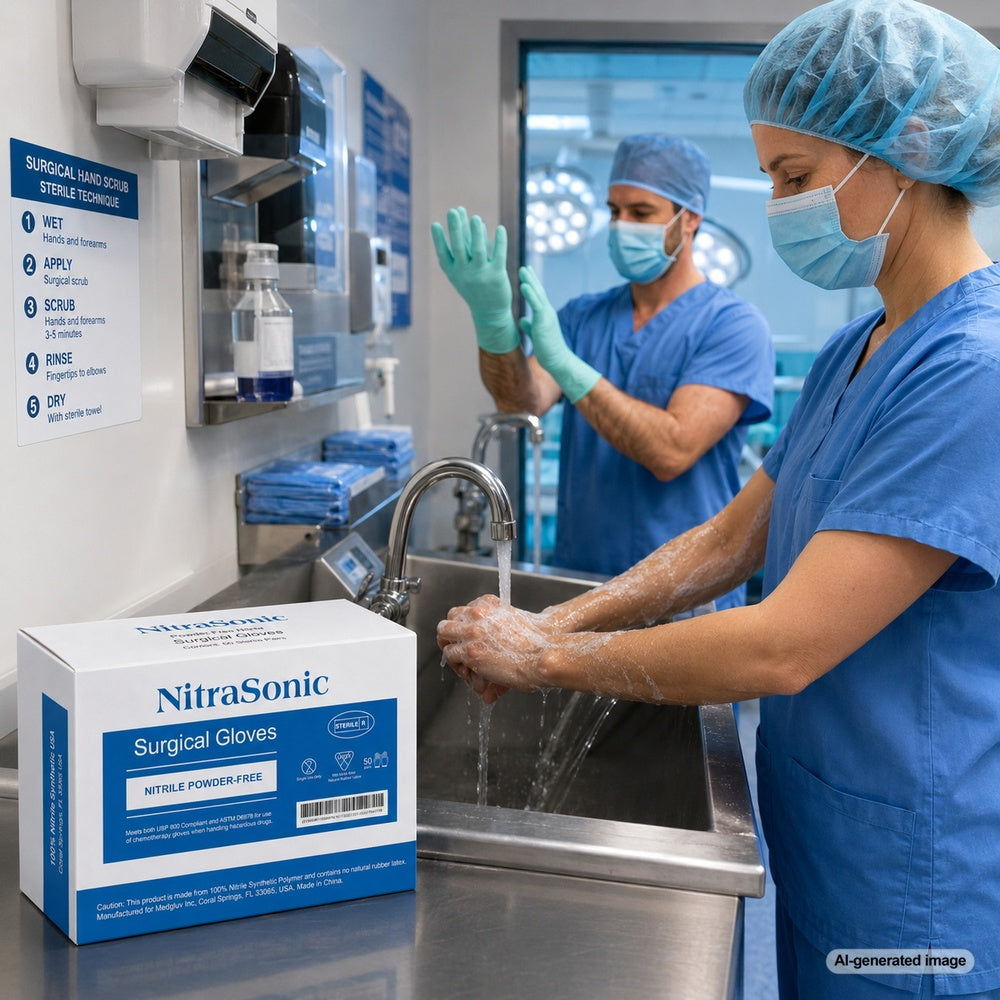 Medgluv NitraSonic White Nitrile Surgical Gloves - Sterile 7.0 mil Powder-Free