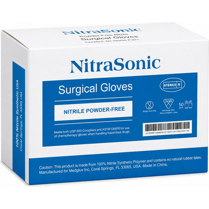 Medgluv NitraSonic White Nitrile Surgical Gloves - Sterile 7.0 mil Powder-Free
