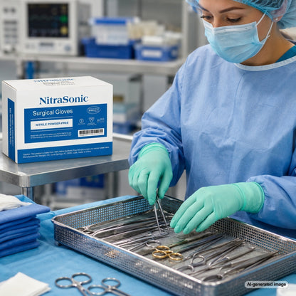 Medgluv NitraSonic White Nitrile Surgical Gloves - Sterile 7.0 mil Powder-Free