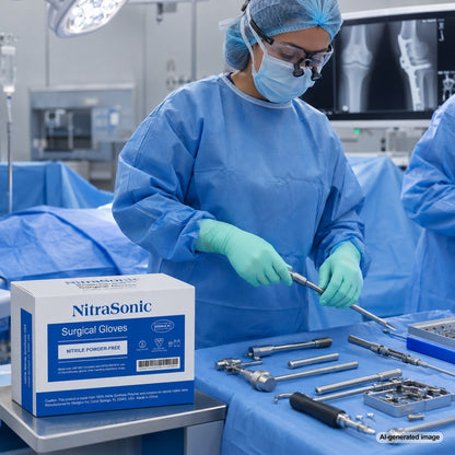 Medgluv NitraSonic White Nitrile Surgical Gloves - Sterile 7.0 mil Powder-Free