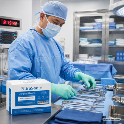 Medgluv NitraSonic White Nitrile Surgical Gloves - Sterile 7.0 mil Powder-Free