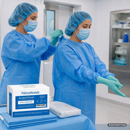 Medgluv NitraSonic White Nitrile Surgical Gloves - Sterile 7.0 mil Powder-Free