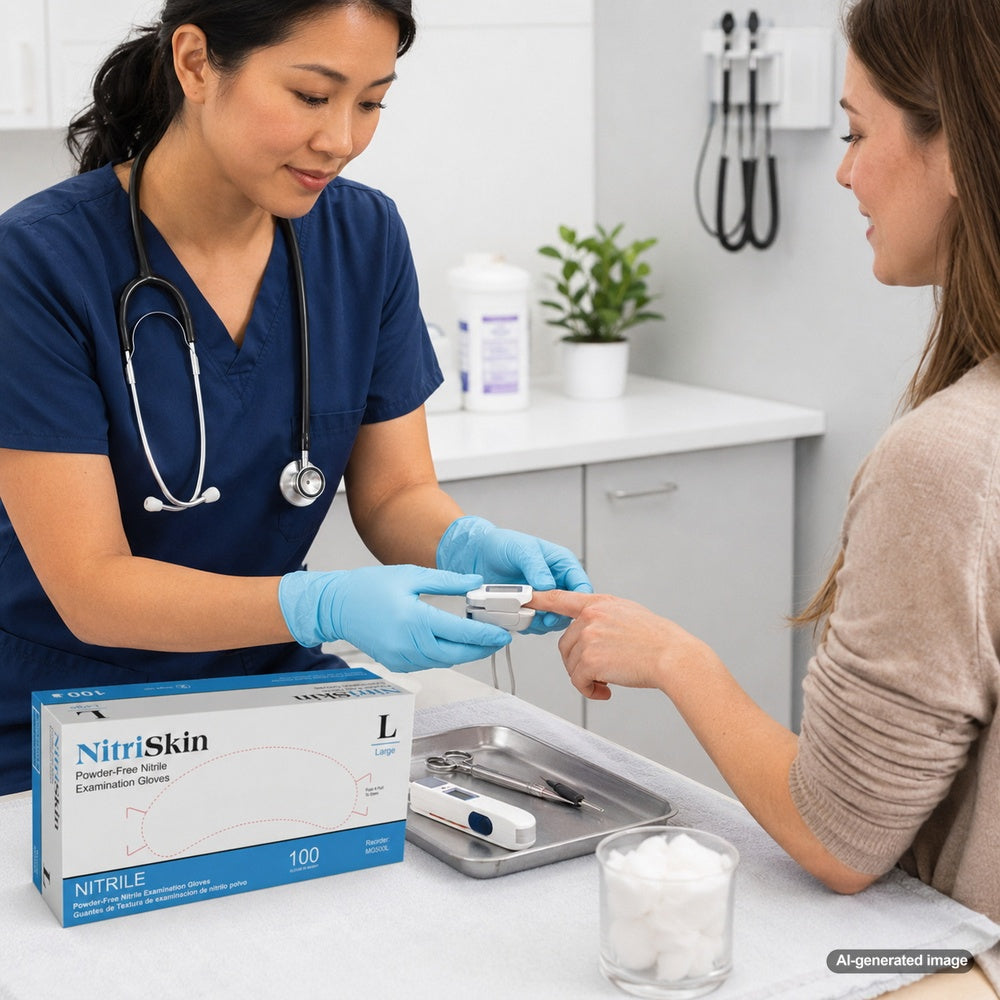 Medgluv NitriSkin Sky Blue Nitrile Exam Gloves - 5.5 mil Powder-Free