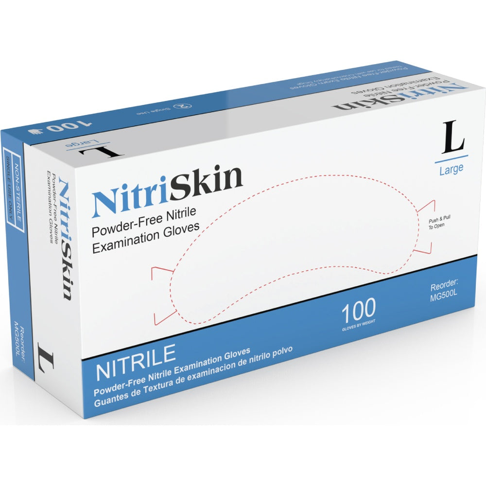 Medgluv NitriSkin Sky Blue Nitrile Exam Gloves - 5.5 mil Powder-Free