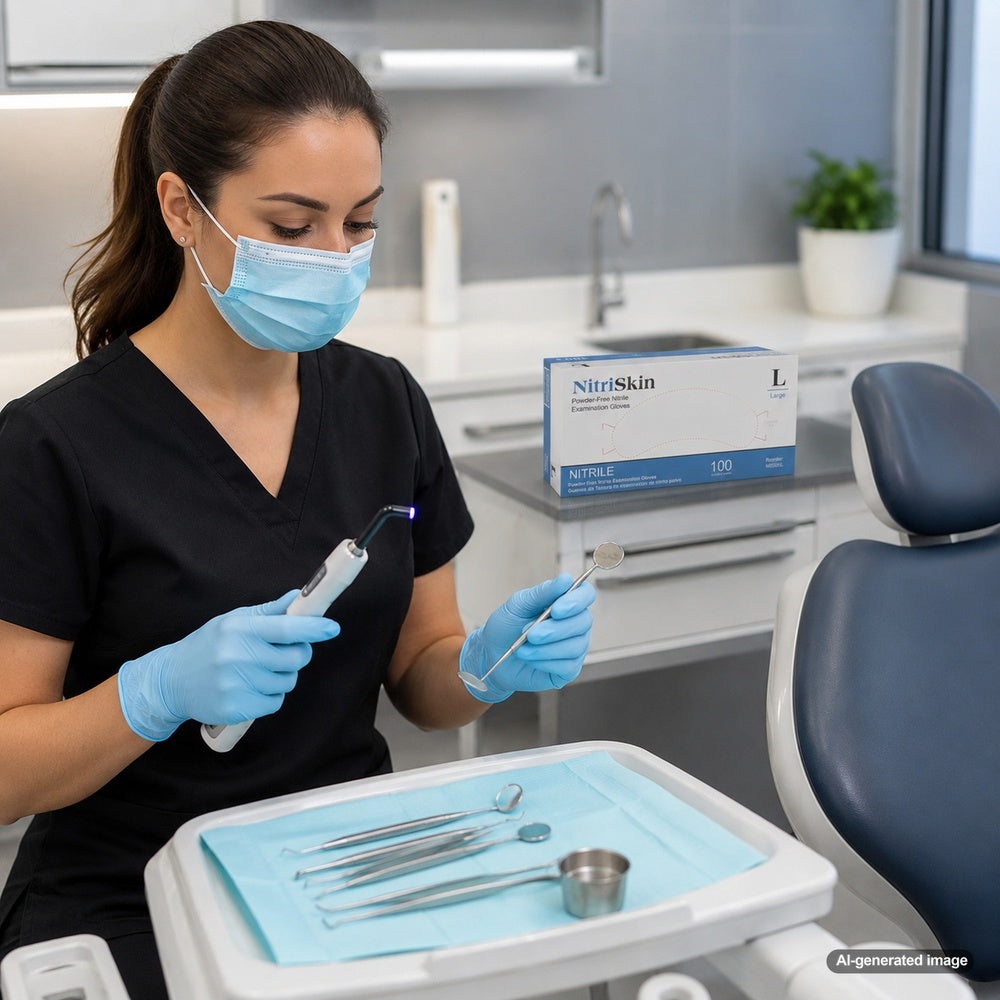 Medgluv NitriSkin Sky Blue Nitrile Exam Gloves - 5.5 mil Powder-Free