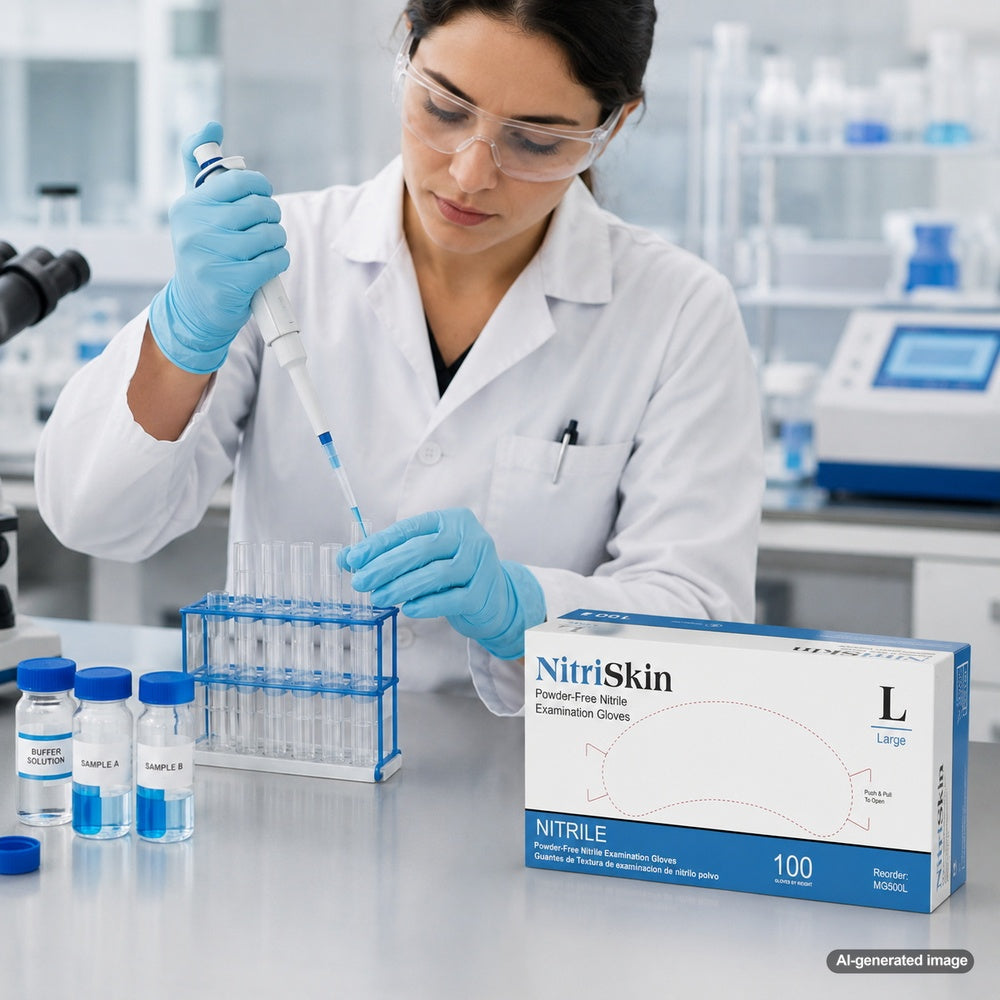 Medgluv NitriSkin Sky Blue Nitrile Exam Gloves - 5.5 mil Powder-Free