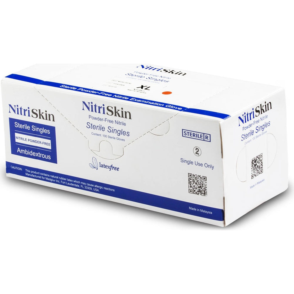 Medgluv NitriSkin Sky Blue Nitrile Sterile Exam Gloves - 5.1 mil Powder-Free