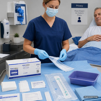 Medgluv NitriSkin Sky Blue Nitrile Sterile Exam Gloves - 5.1 mil Powder-Free