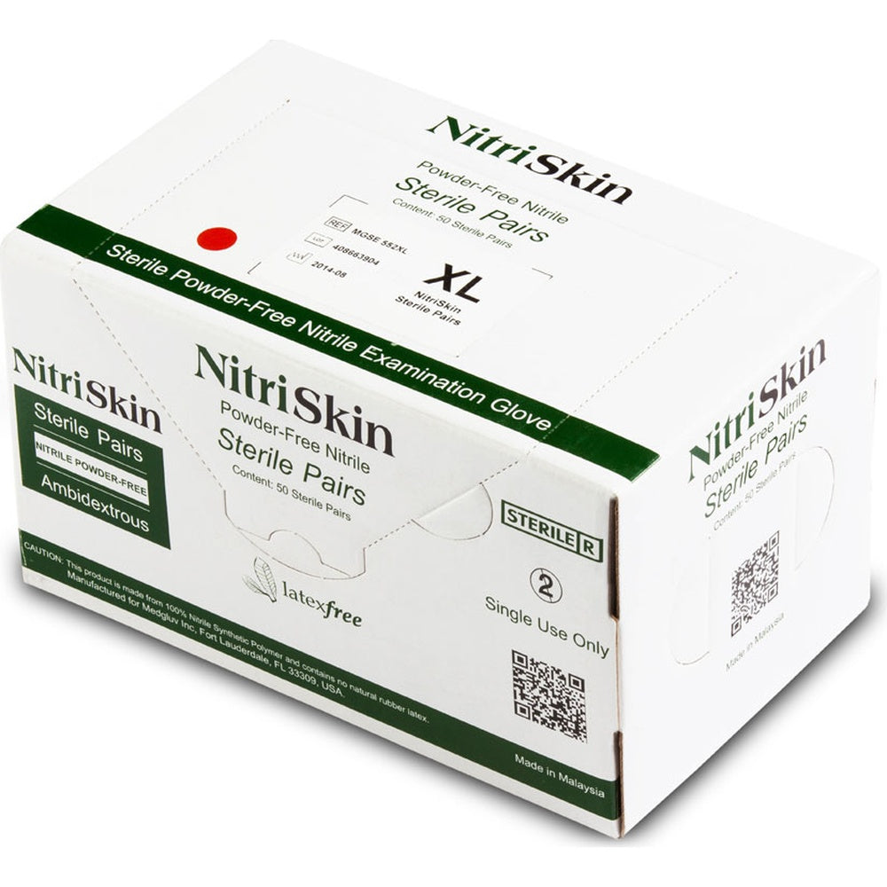 Medgluv NitriSkin Sky Blue Nitrile Sterile Exam Gloves - 5.1 mil Powder-Free