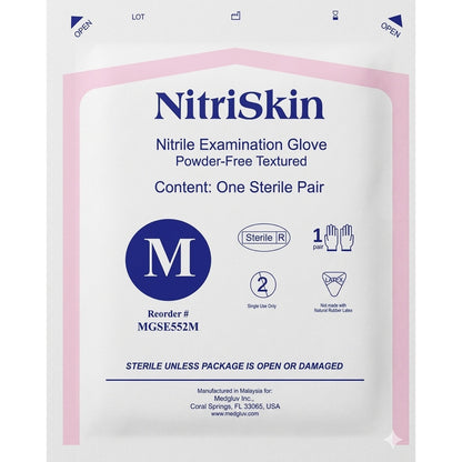 Medgluv NitriSkin Sky Blue Nitrile Sterile Exam Gloves - 5.1 mil Powder-Free