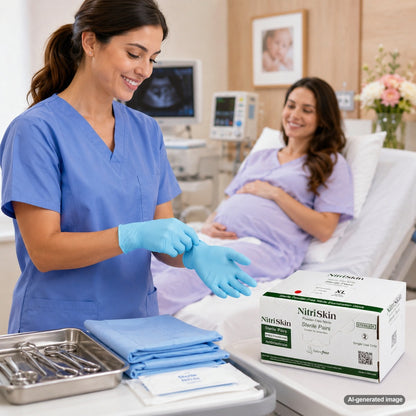 Medgluv NitriSkin Sky Blue Nitrile Sterile Exam Gloves - 5.1 mil Powder-Free