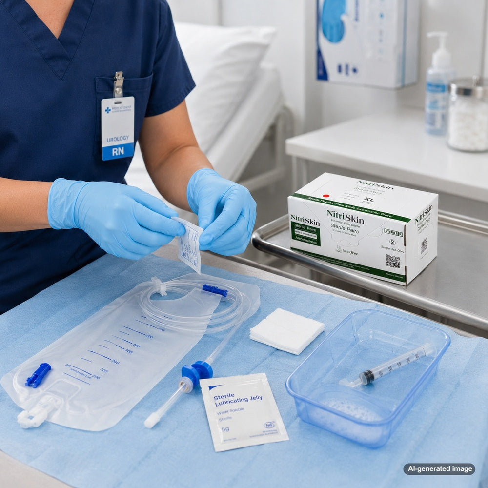 Medgluv NitriSkin Sky Blue Nitrile Sterile Exam Gloves - 5.1 mil Powder-Free