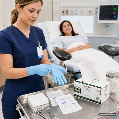 Medgluv NitriSkin Sky Blue Nitrile Sterile Exam Gloves - 5.1 mil Powder-Free