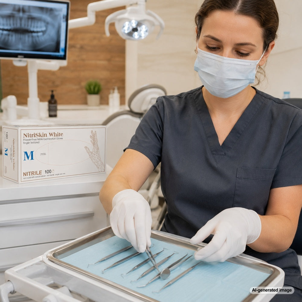 Medgluv NitriSkin White Nitrile Exam Gloves - 3.5 mil Powder-Free