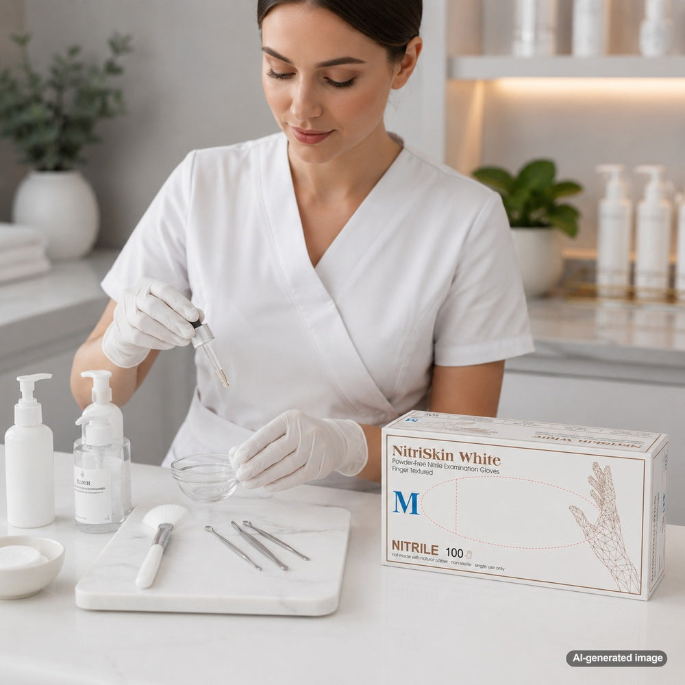 Medgluv NitriSkin White Nitrile Exam Gloves - 3.5 mil Powder-Free