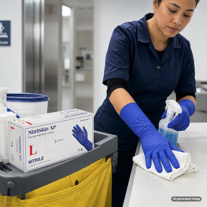 Medgluv NitriSkin XP Violet Blue Nitrile Exam Gloves - 8.2 mil Powder Free - 12-Inch Extended Cuff