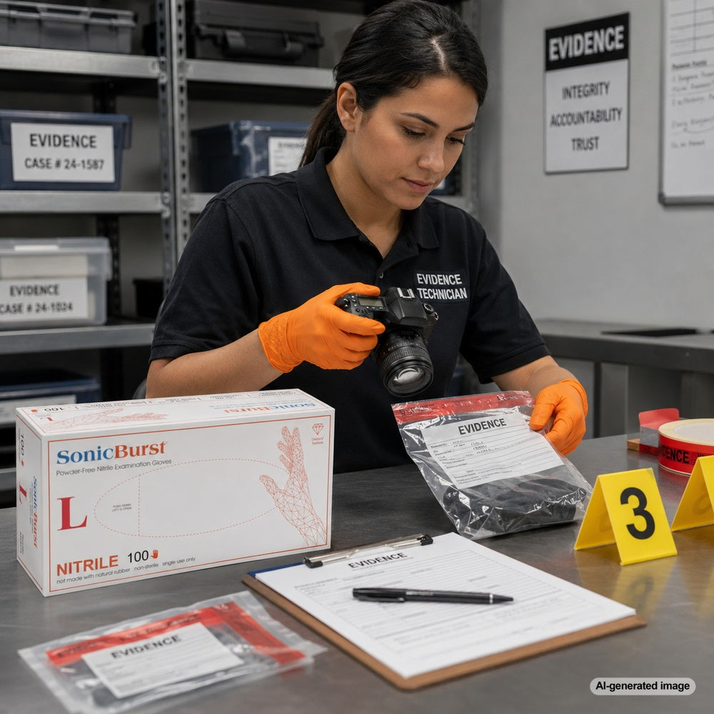 Medgluv SonicBurst Orange Nitrile Exam Gloves - 6.5 mil Powder-Free