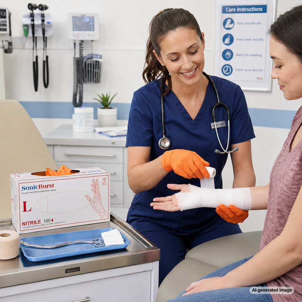 Medgluv SonicBurst Orange Nitrile Exam Gloves - 6.5 mil Powder-Free