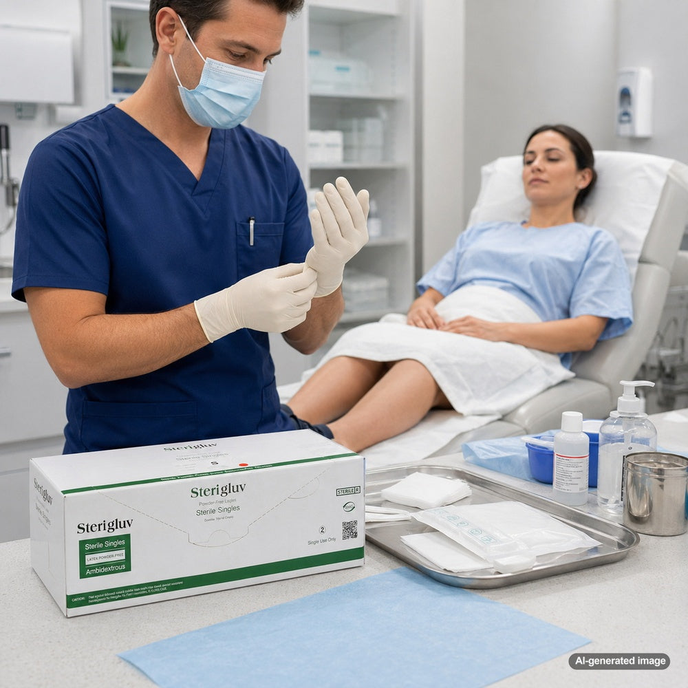 Medgluv Sterigluv Cream Latex Sterile Exam Gloves - 6.5 mil Powder-Free