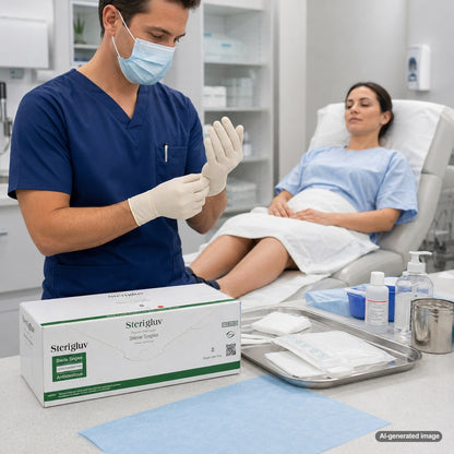 Medgluv Sterigluv Cream Latex Sterile Exam Gloves - 6.5 mil Powder-Free