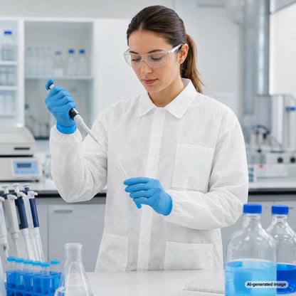Medgluv White Disposable Lab Coats - With Pockets